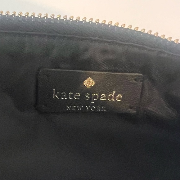 Kate Spade Lola Glitter Black Small Dome Gold Zip Cosmetic Toiletry Case Bag - Picture 7 of 9